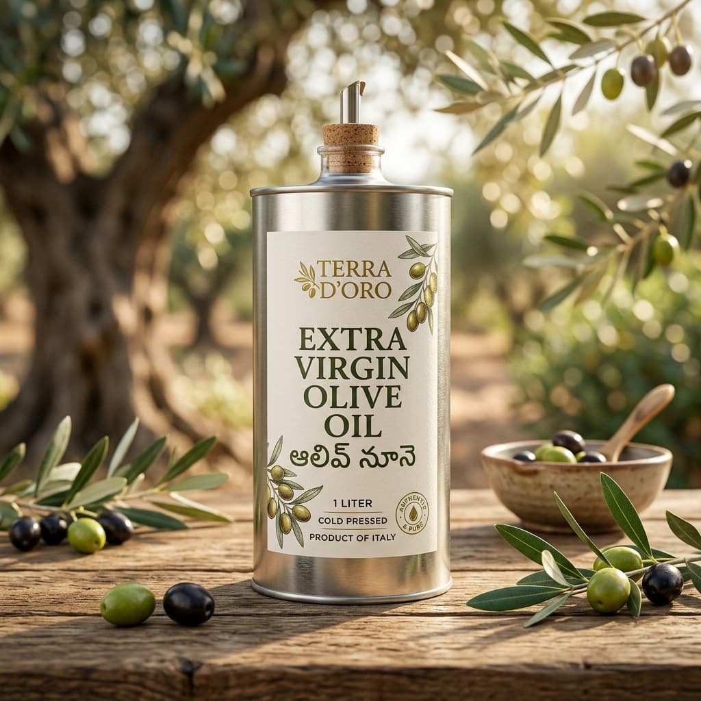 Extra Virgin Olive Oil (స్వచ్ఛమైన ఆలివ్ నూనె - మొదటి పిండు)