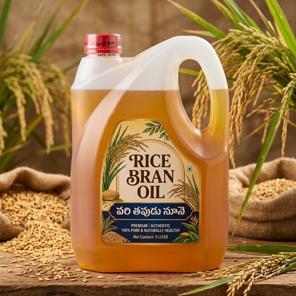 Refined Rice Bran Oil (ప్రీమియం శుద్ధి చేసిన వరి తవుడు నూనె)